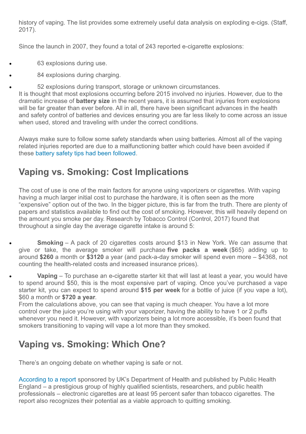 Vaping Vs. Smoking the Chemicals