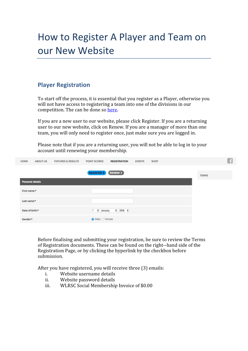 How to Register a Player and Team on Our New Website