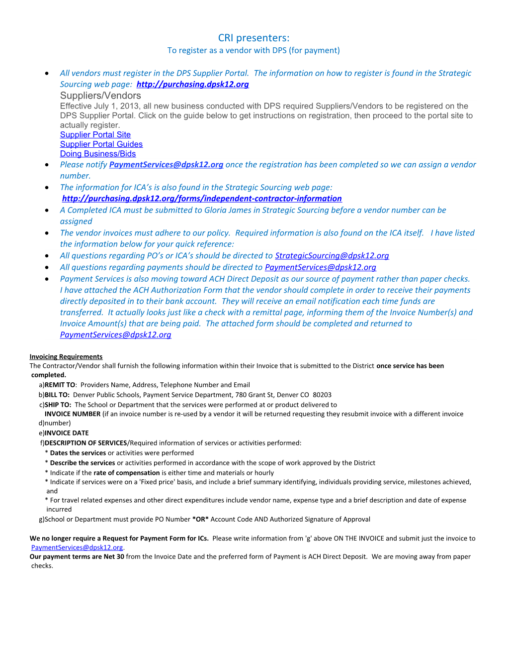 To Register As a Vendor with DPS (For Payment)