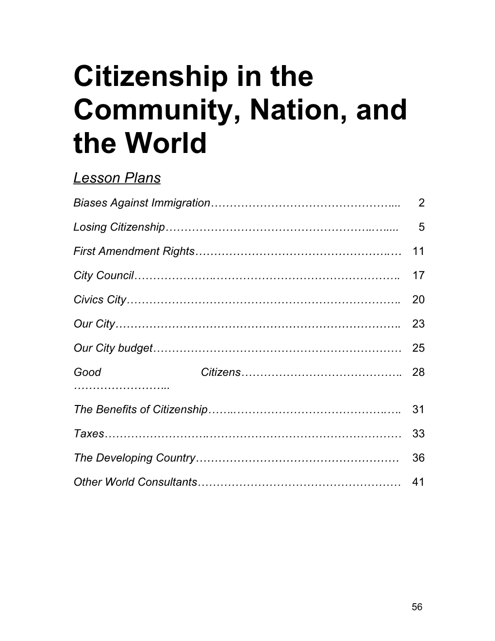 Citizenship in the Community, Nation, and the World