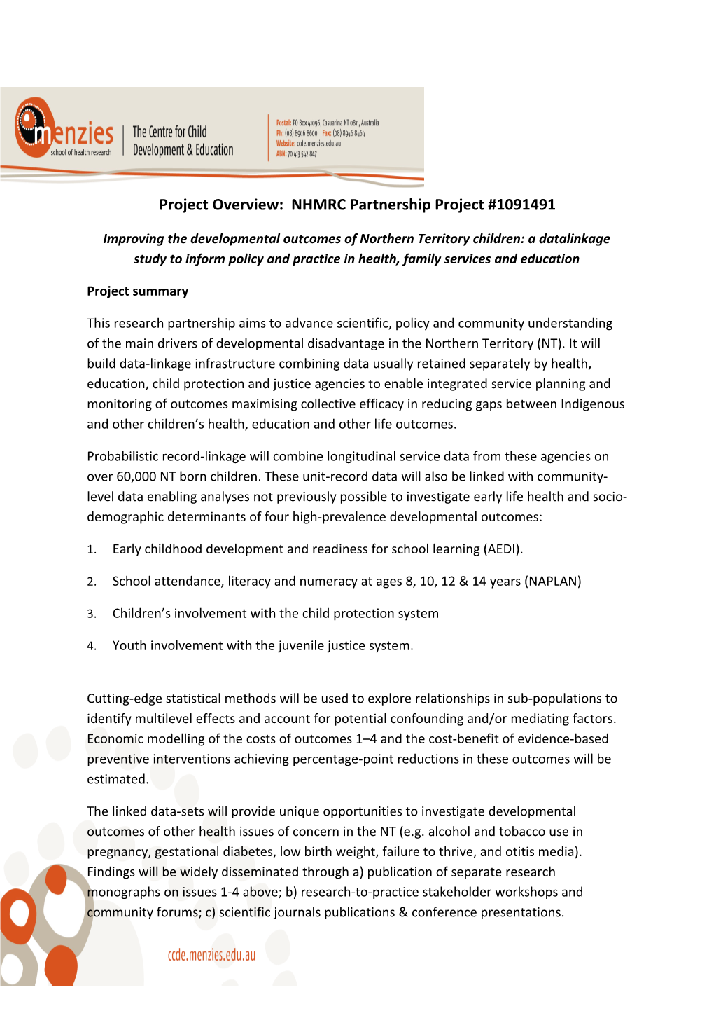 Project Overview: NHMRC Partnership Project #1091491