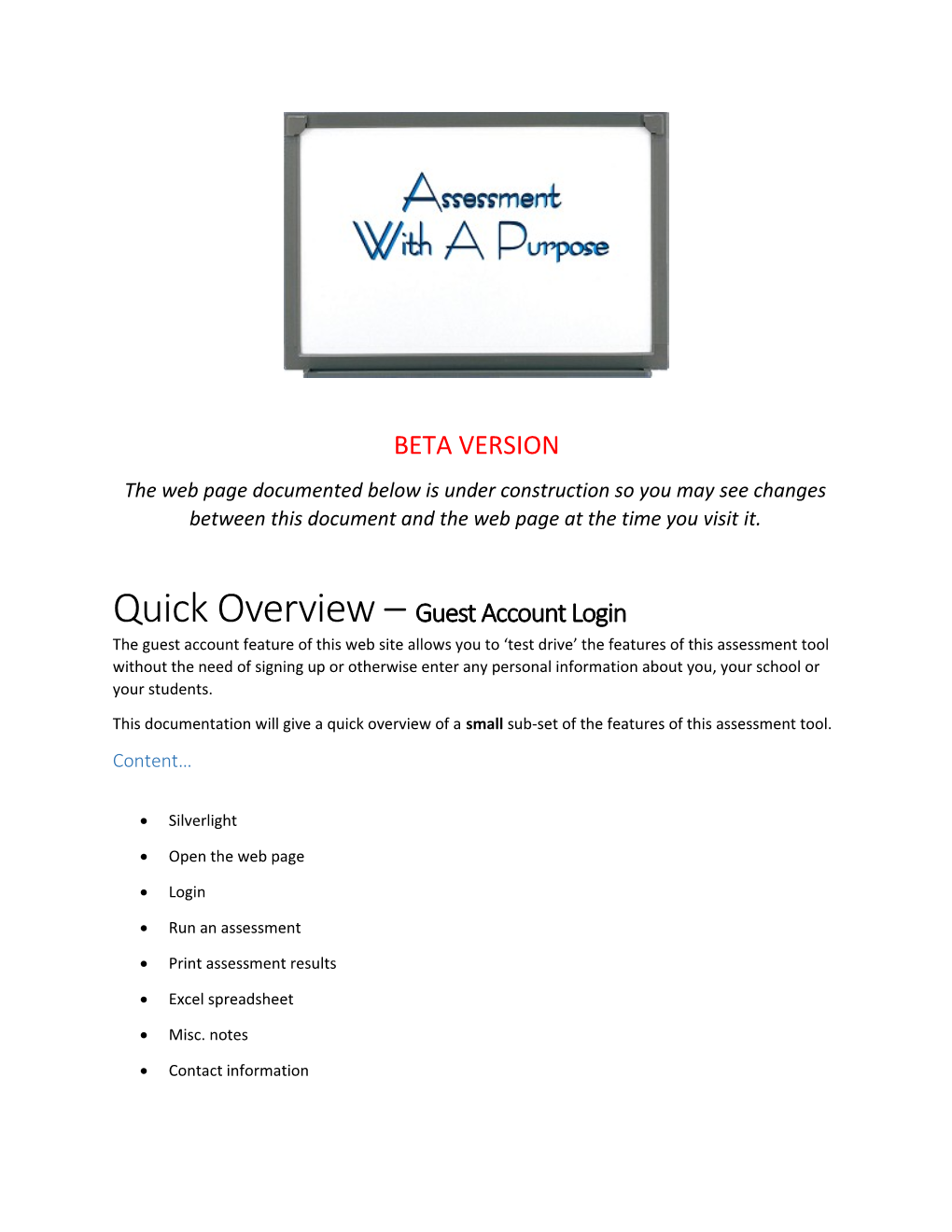 Quick Overview Guest Account Login