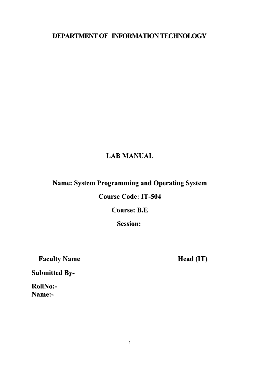Name:System Programming and Operating System