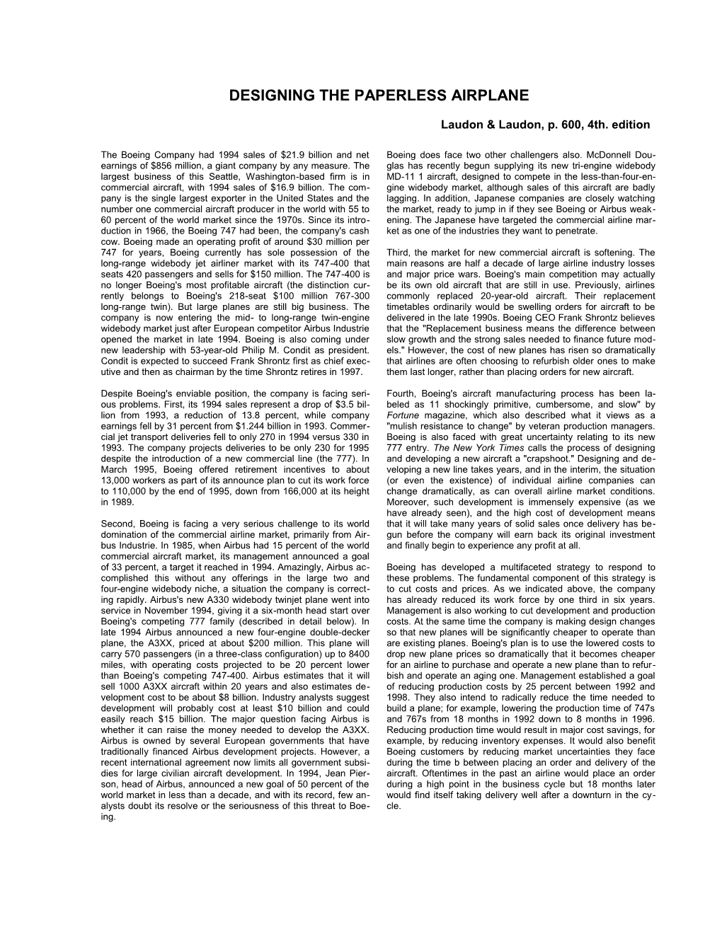 Designing the Paperless Airplane