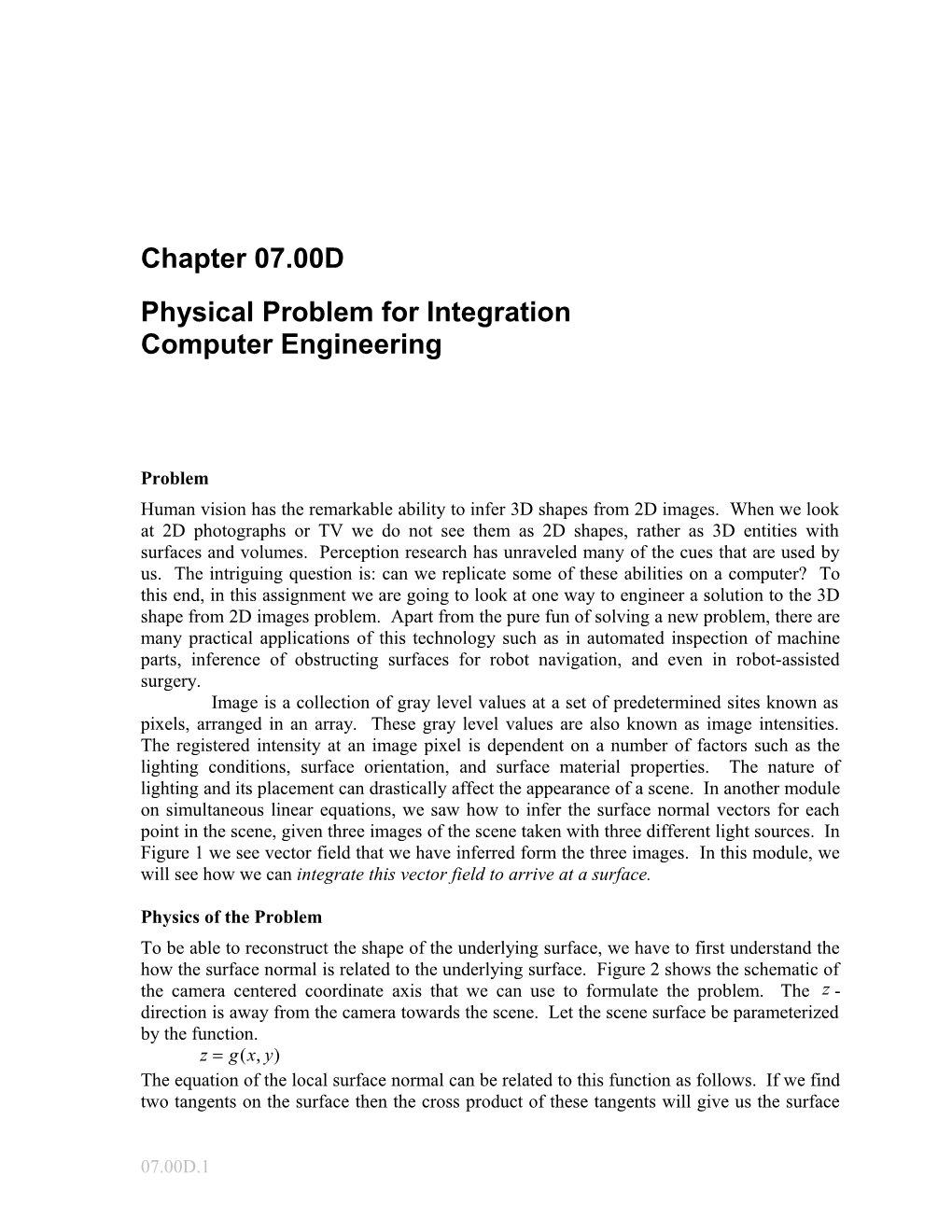 Physical Problem for Integration: Computer Engineering
