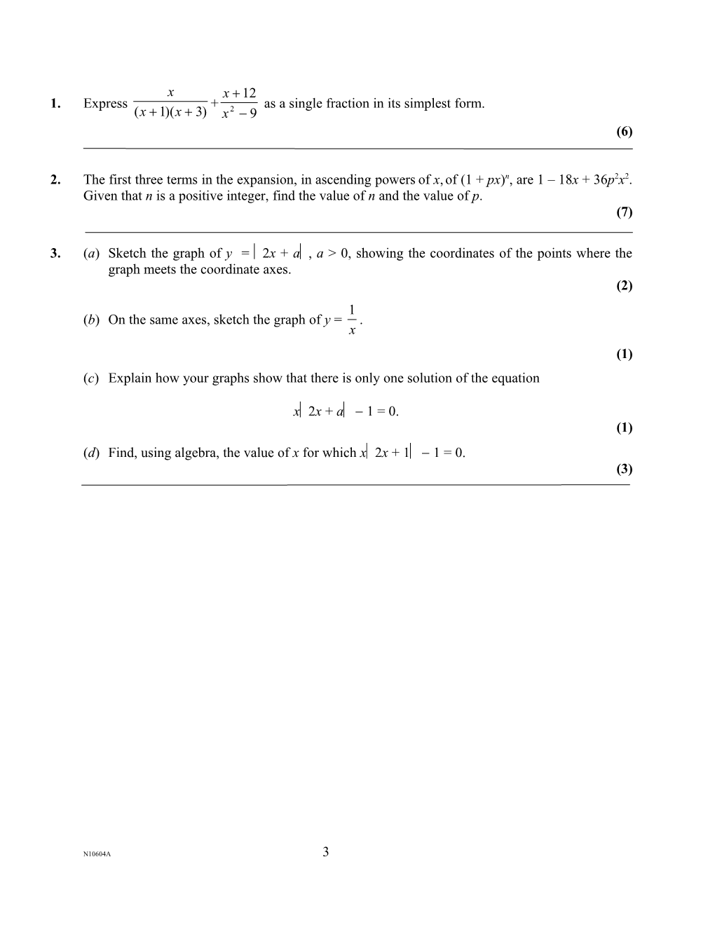 January 2003 - 6672 Pure P2 - Question Paper