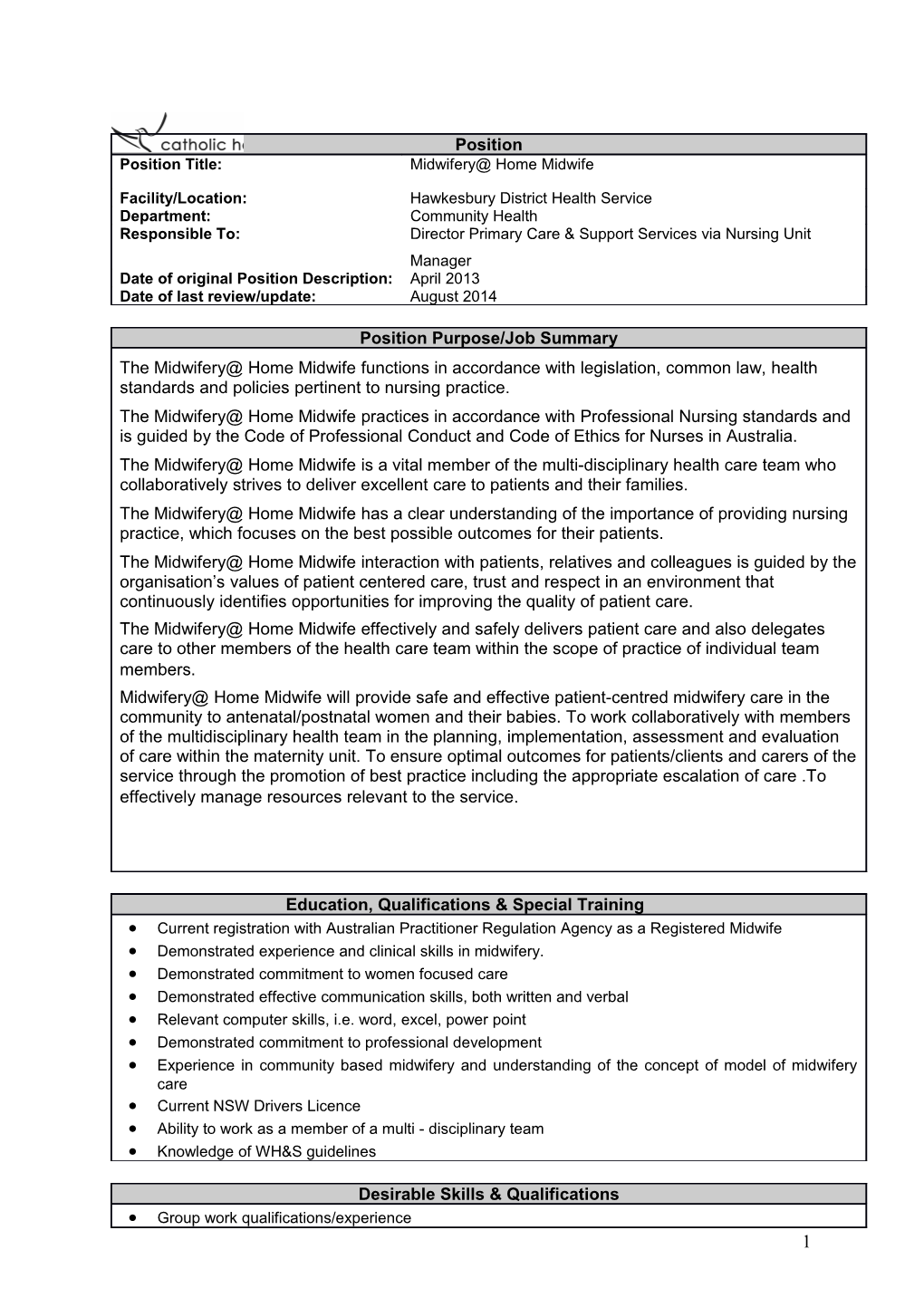 Current Registration with Australian Practitioner Regulation Agency As a Registered Midwife