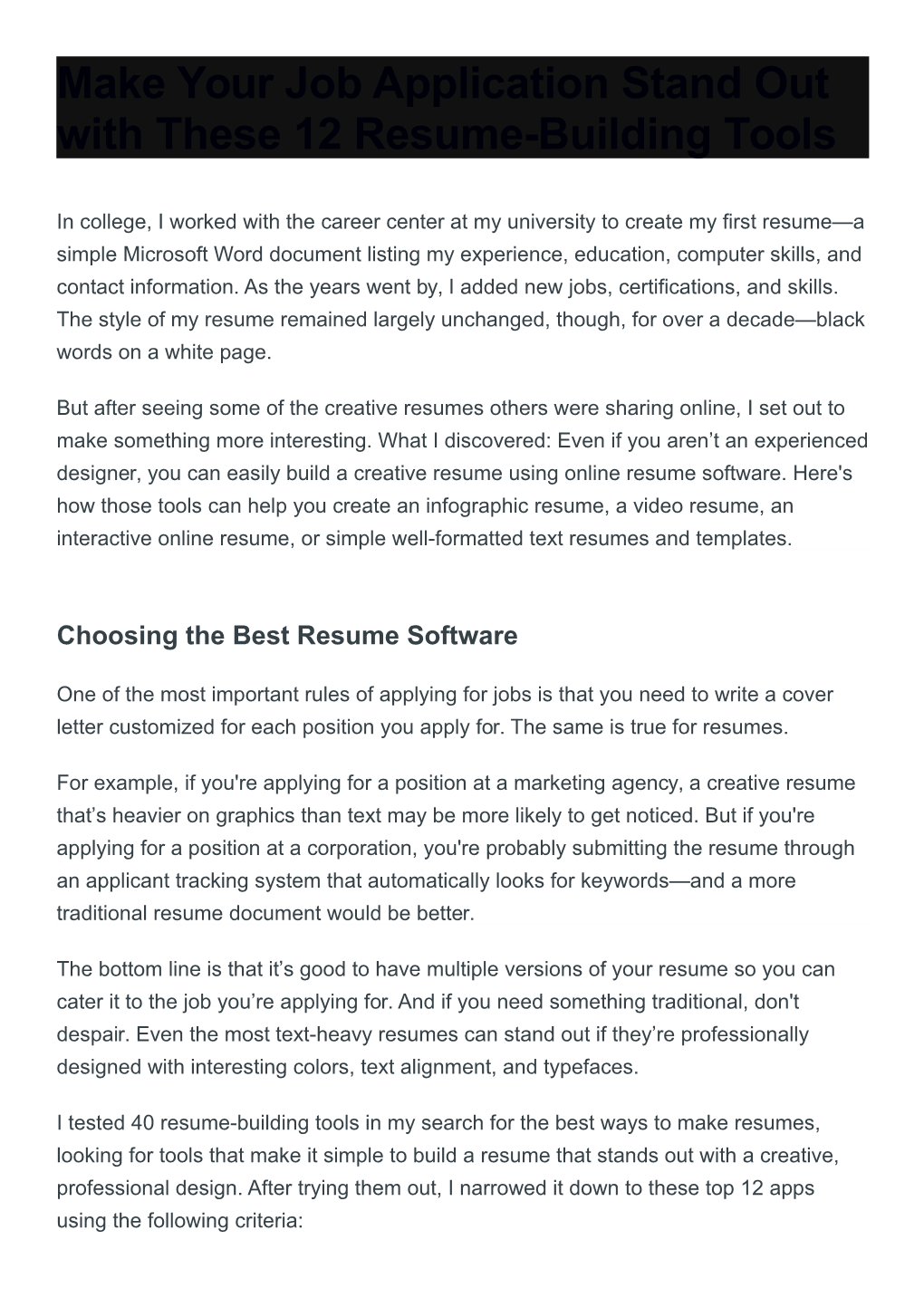 Make Your Job Application Stand out with These 12 Resume-Building Tools