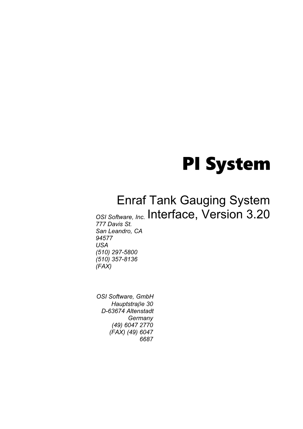 Enraf Tank Gauging System Interface