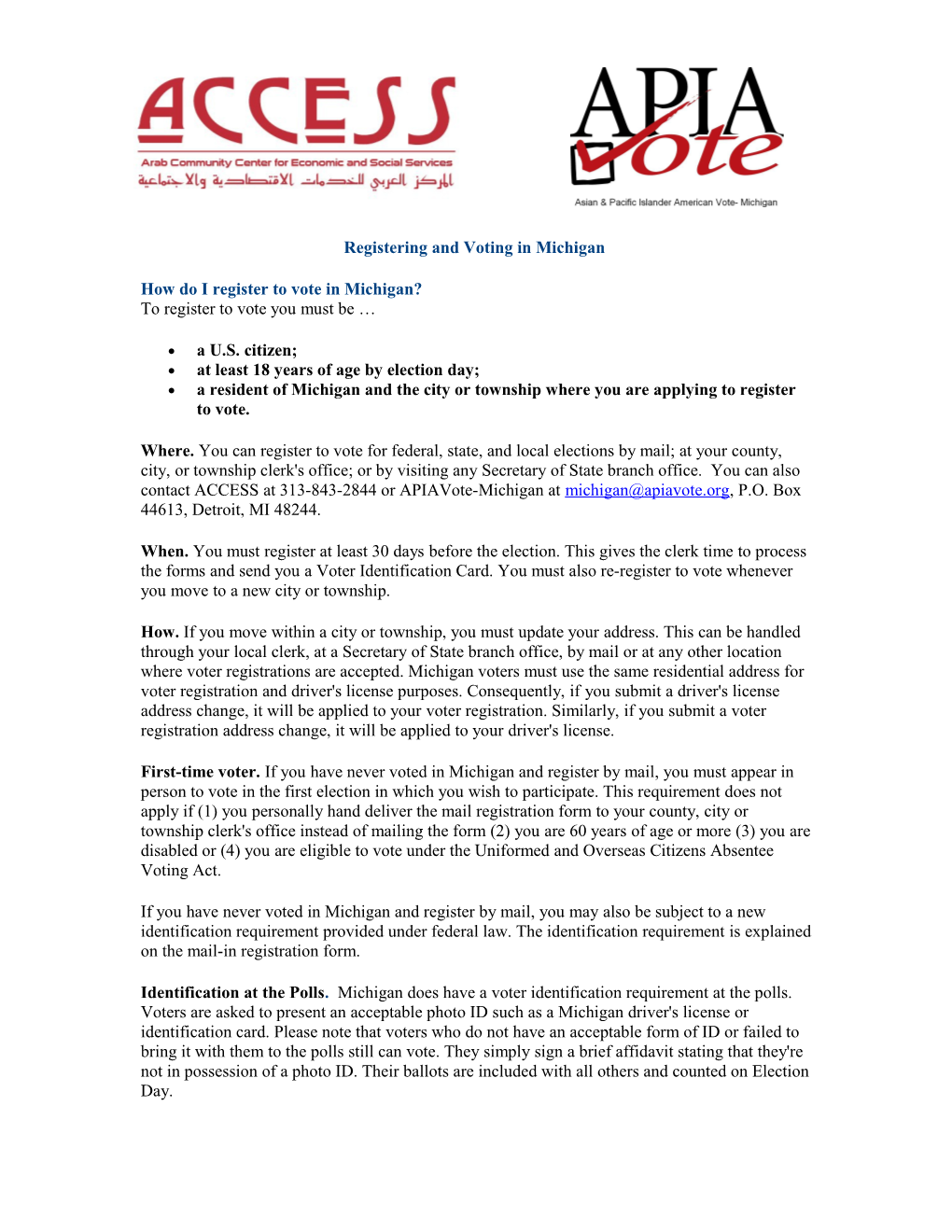 Registering and Voting in Michigan