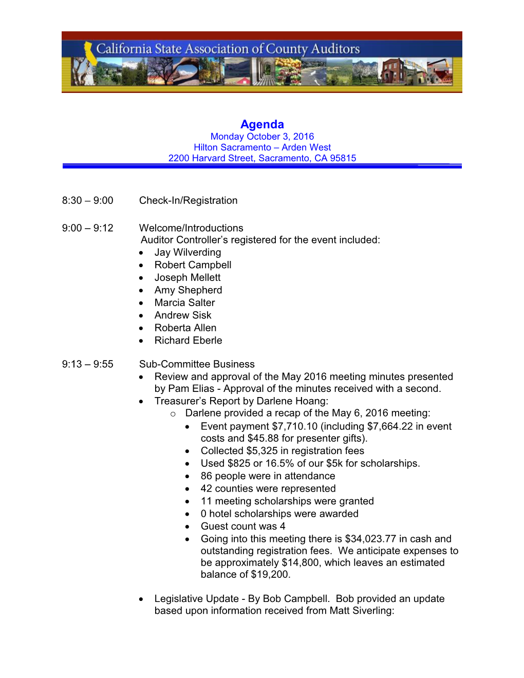 Auditor Controller S Registered for the Event Included