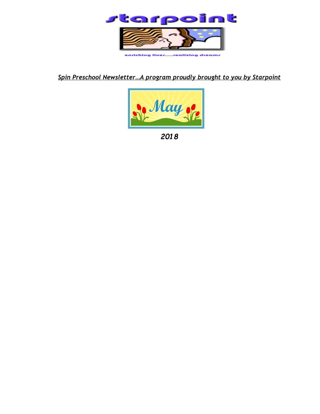 SPIN Early Care and Education Center May 2018 Menu