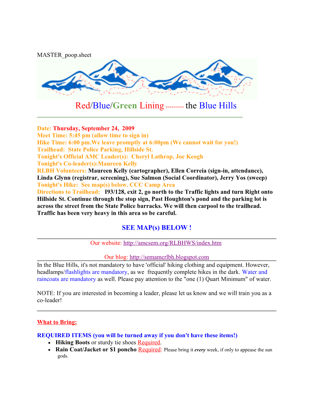 Meet Time: 5:45 Pm (Allow Time to Sign In)