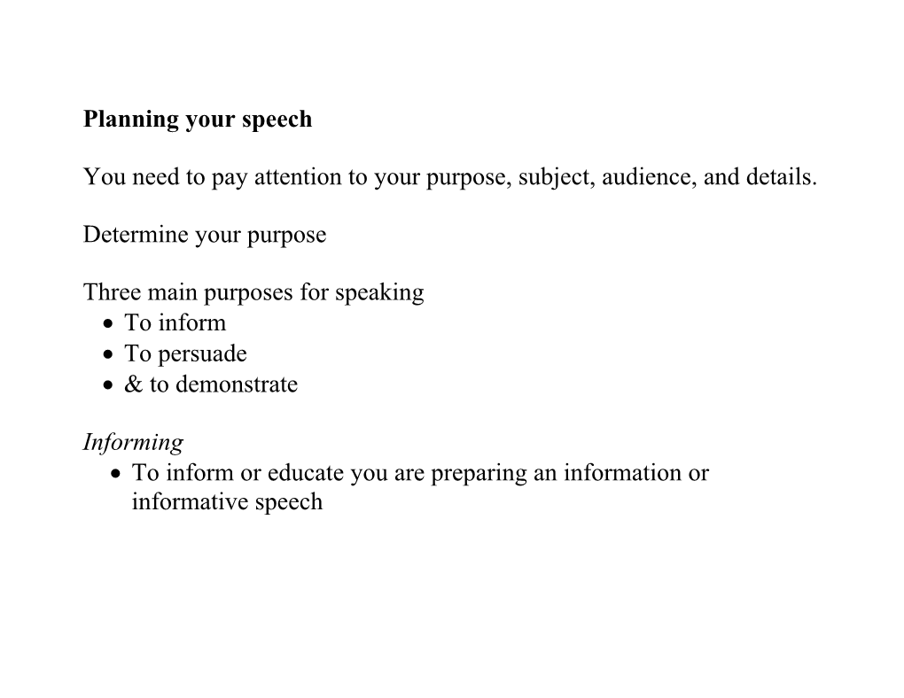 Planning Your Speech