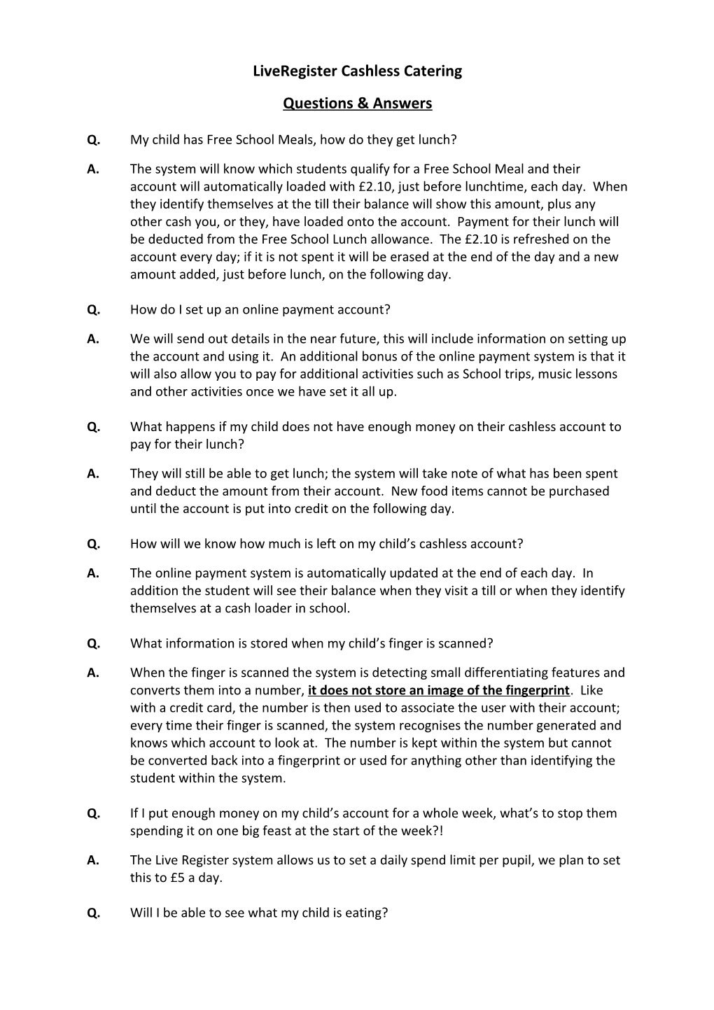 Liveregister Cashless Catering