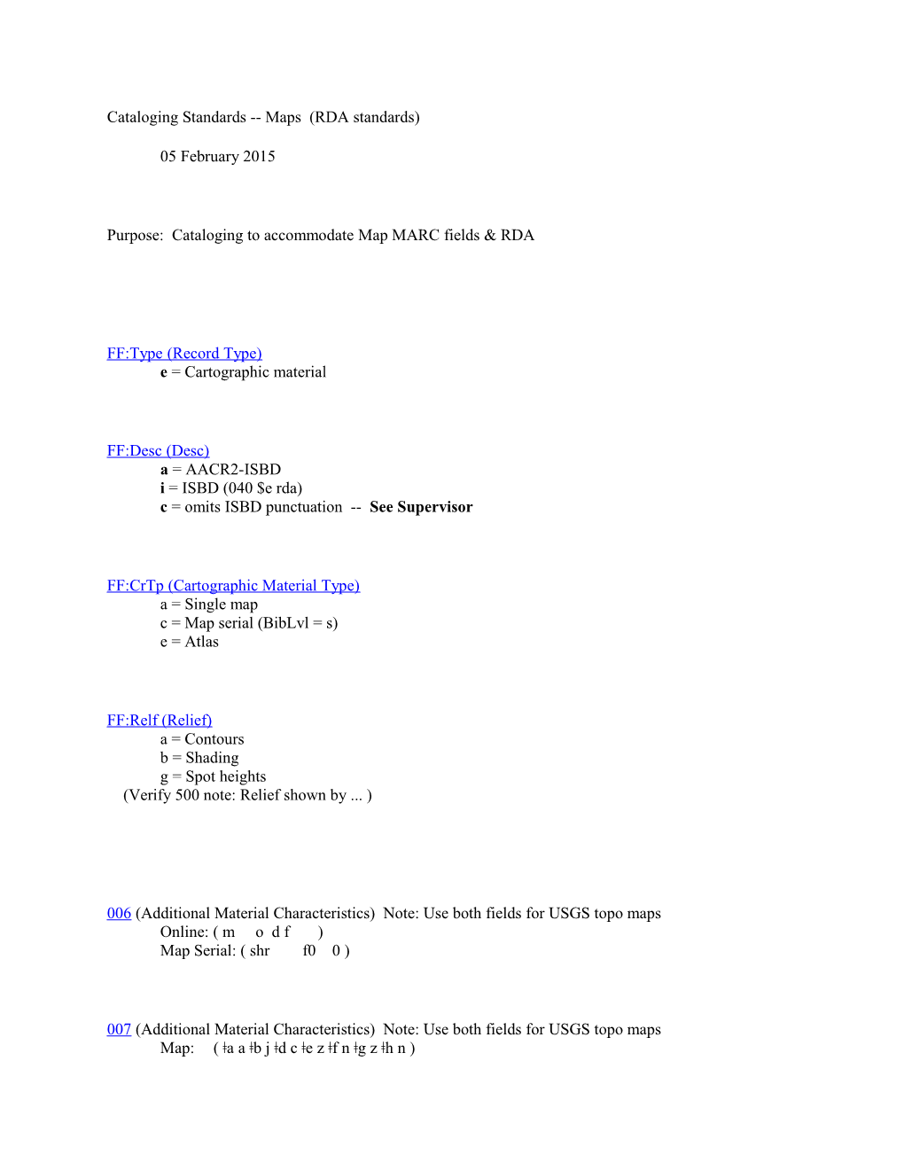 Cataloging Standards Maps (RDA Standards)
