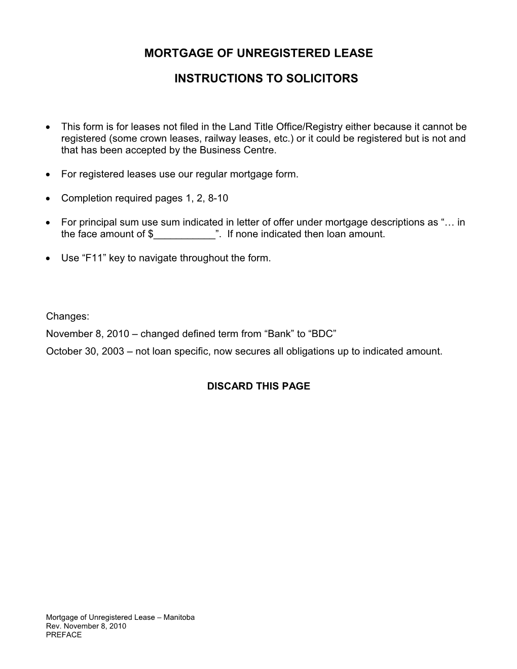 Mortgage of Unregistered Lease