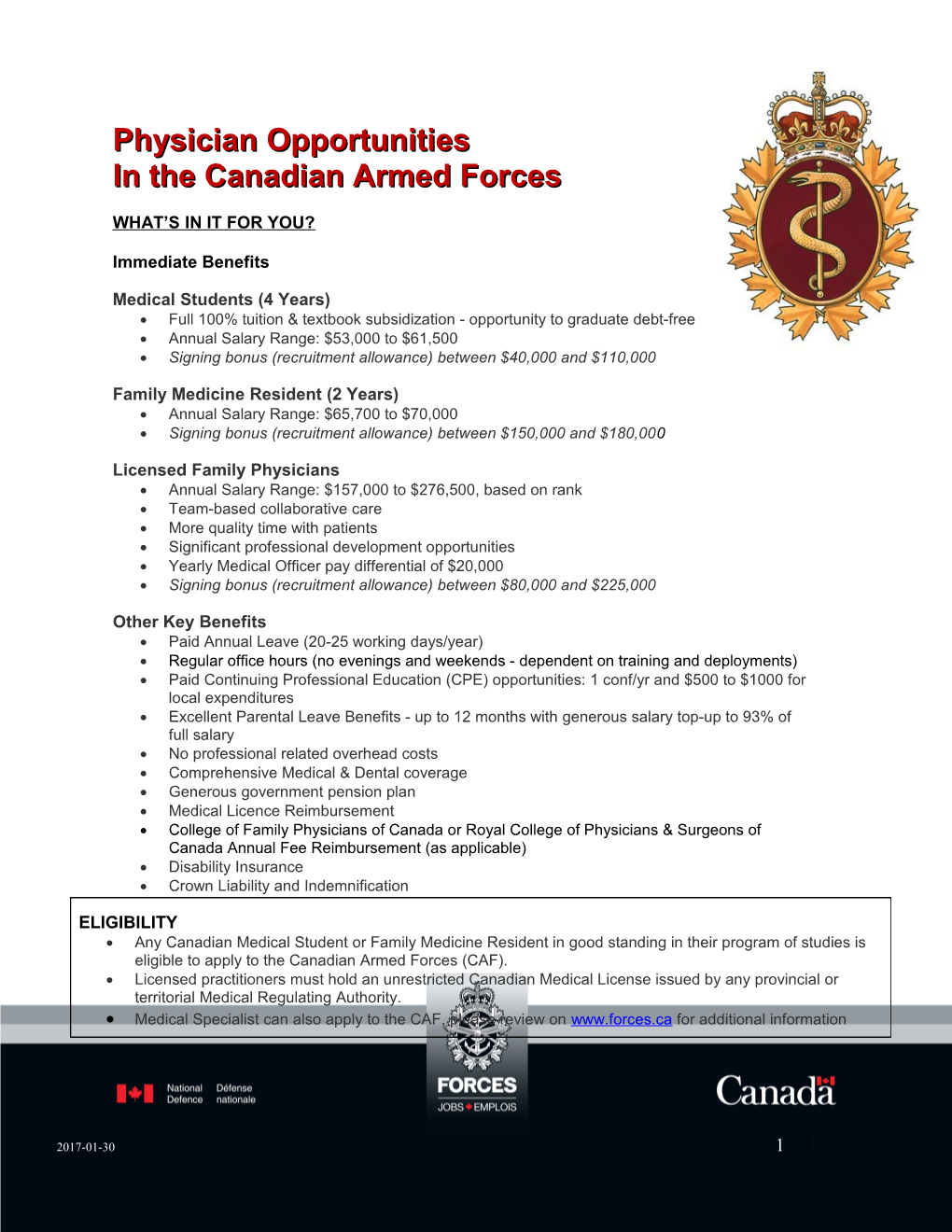 Canadian Armed Forces (CAF) Dental Information