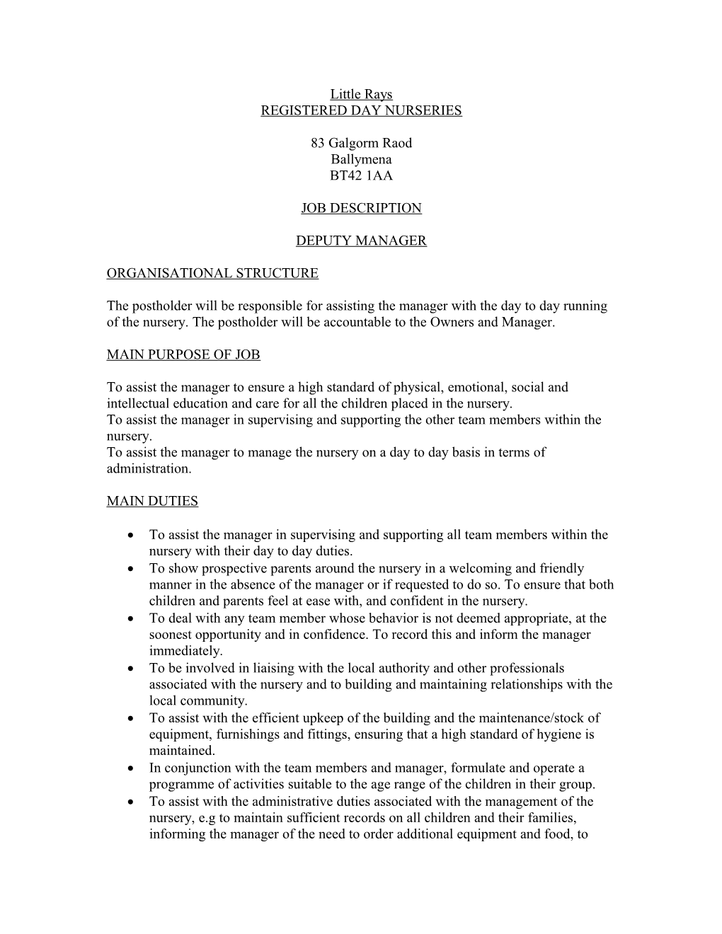 Registered Day Nurseries