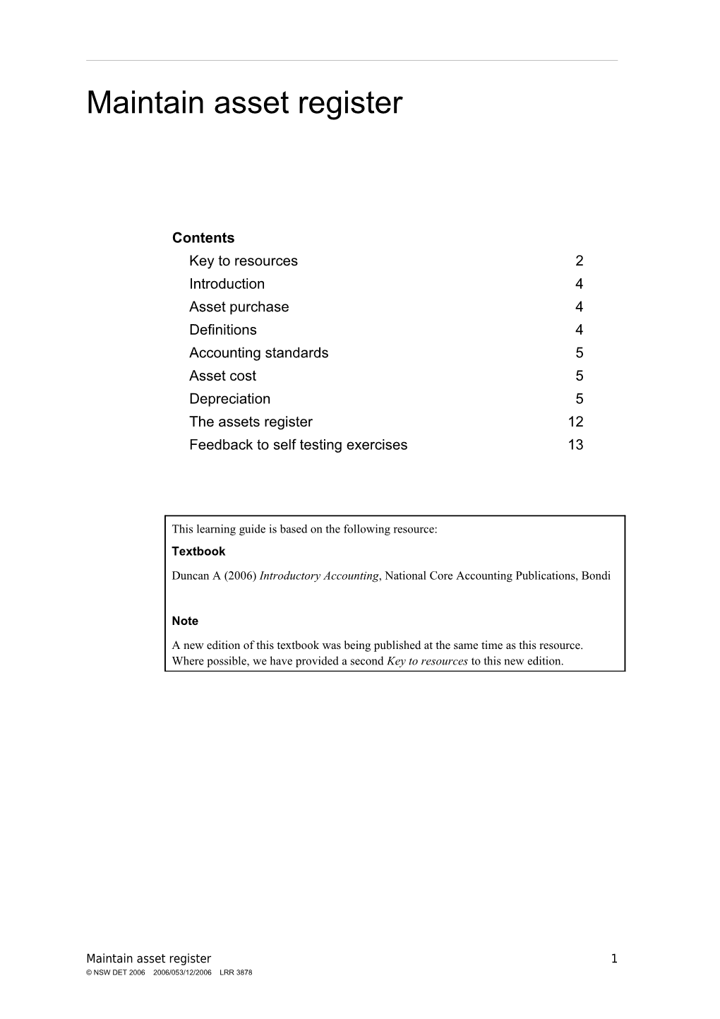 Maintain Asset Register