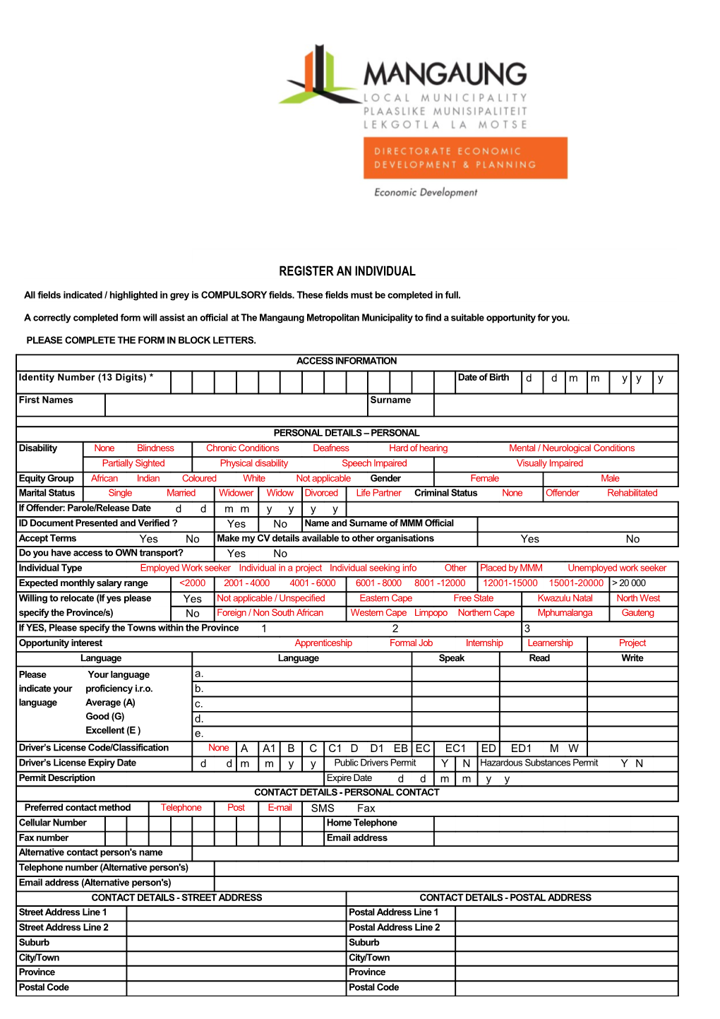 Register an Individual