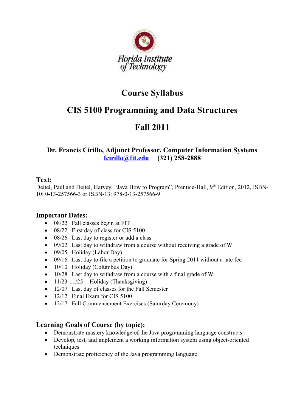 CIS 5220 Computer Organization