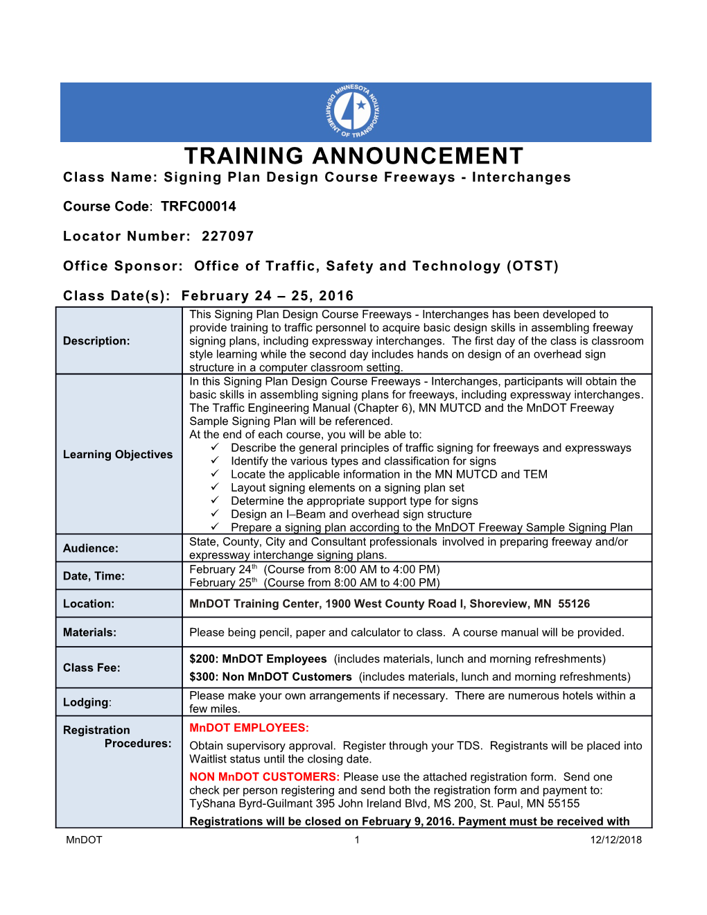Class Name: Signing Plan Design Course Freeways - Interchanges