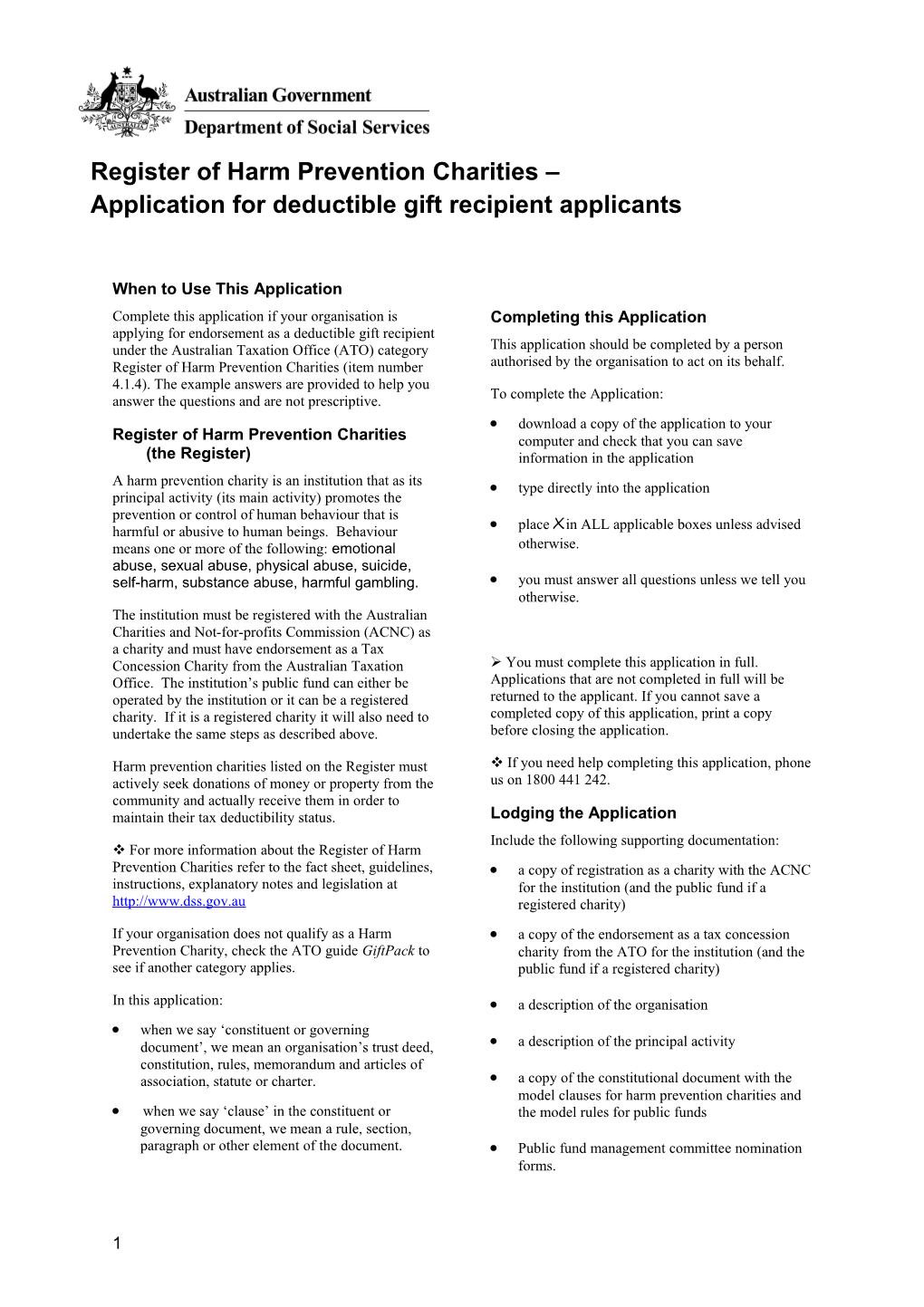 Register of Harm Prevention Charities