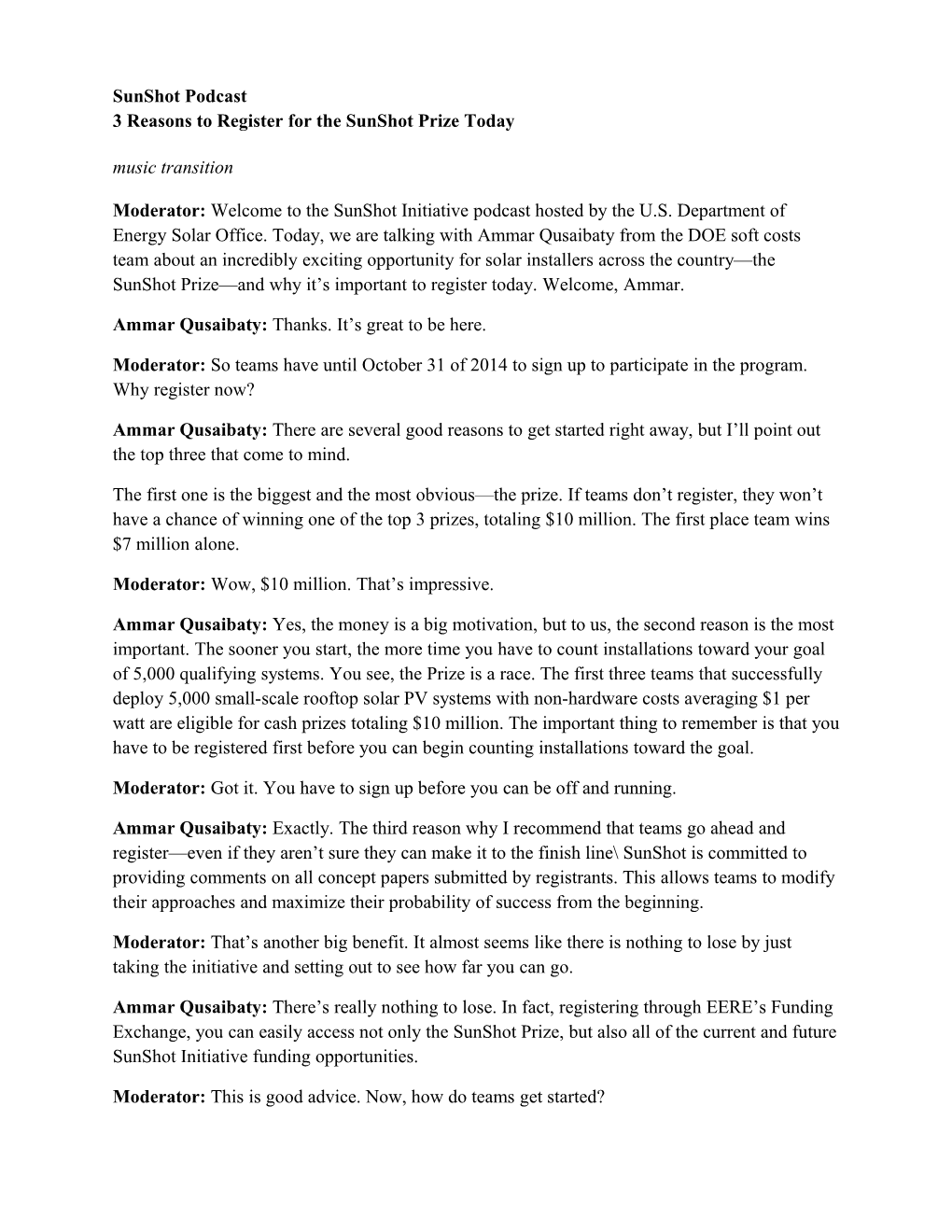 Sunshot Podcast 3 Reasons to Register for the Sunshot Prize Today