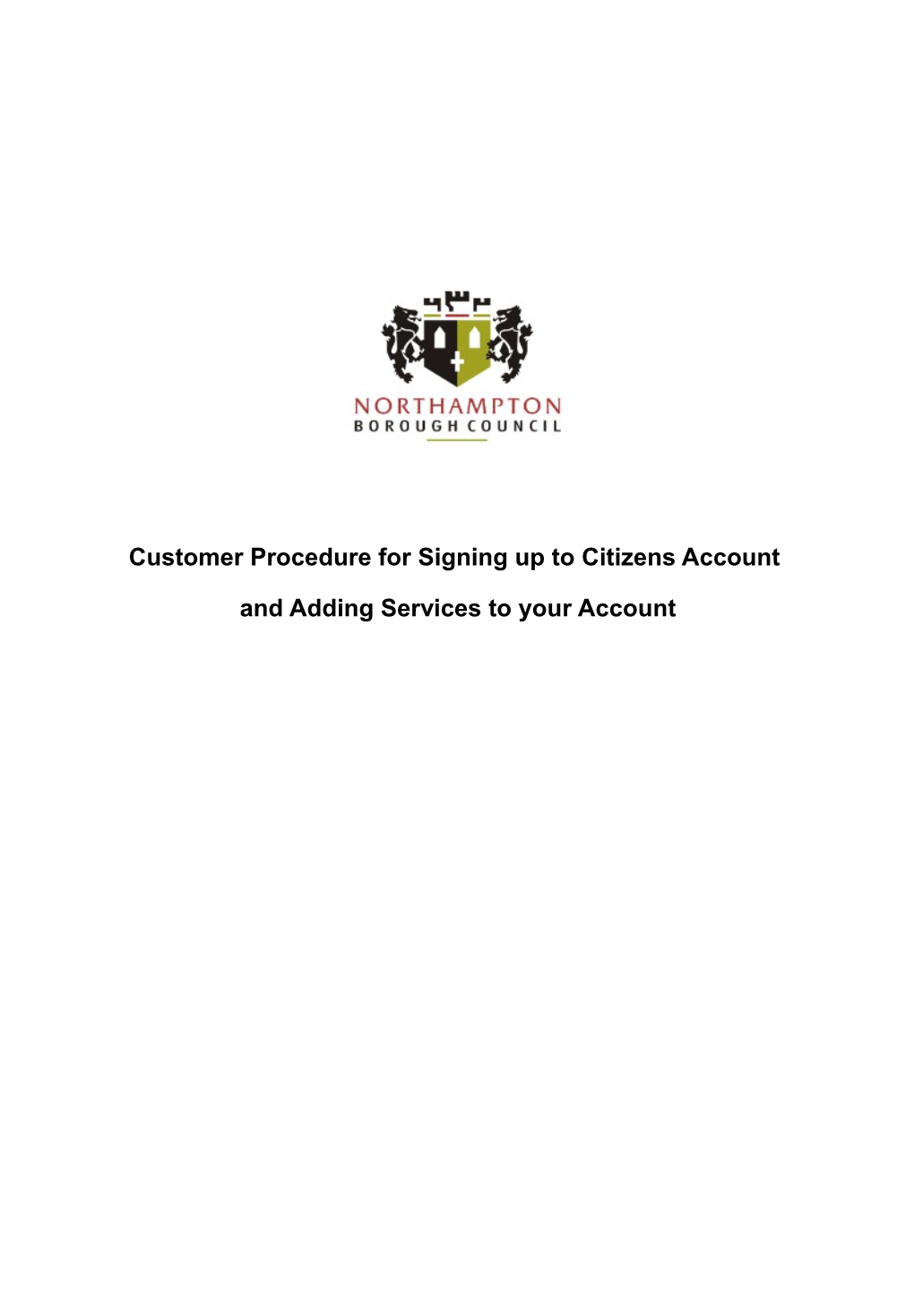 Customer Procedure for Signing up to Citizens Account