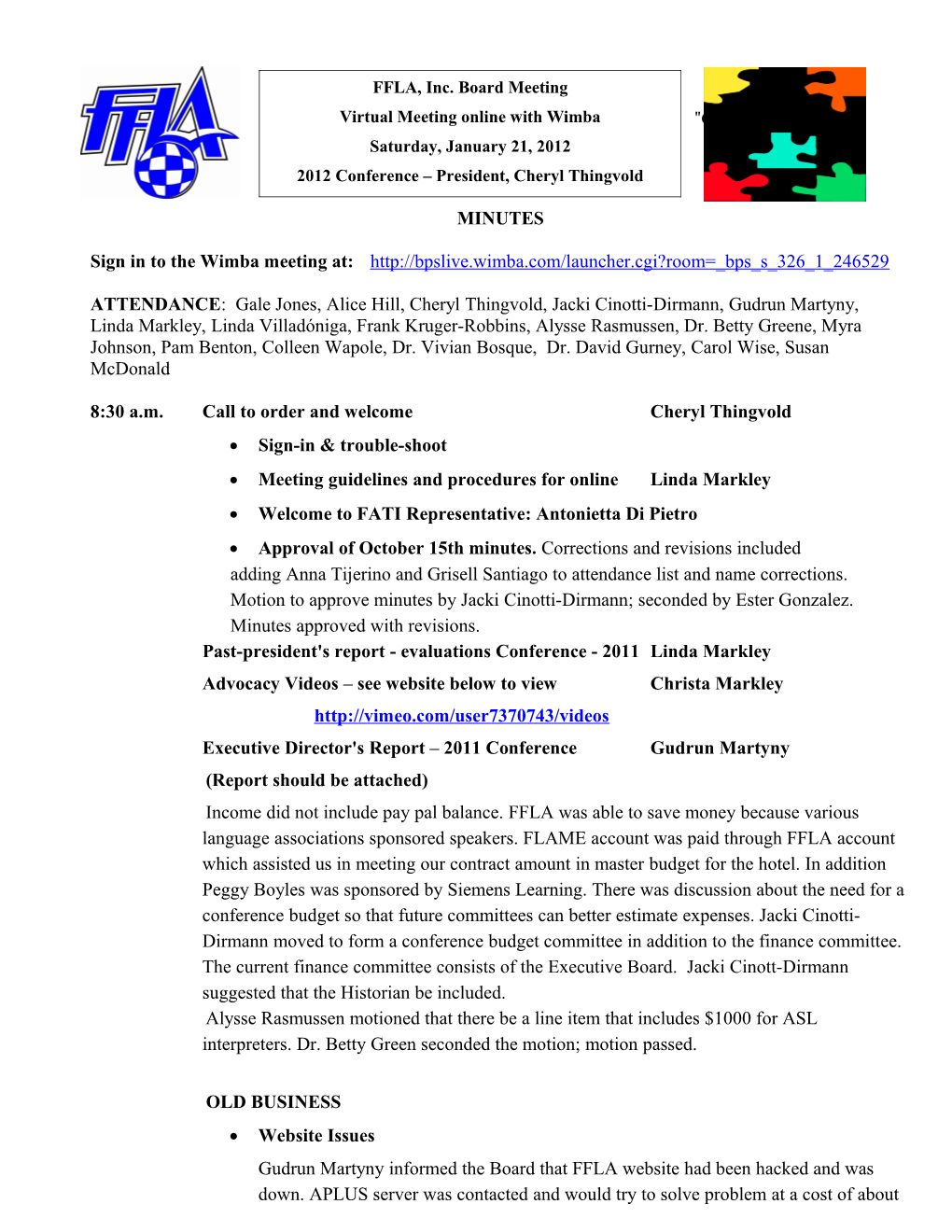 Sign in to the Wimba Meeting At