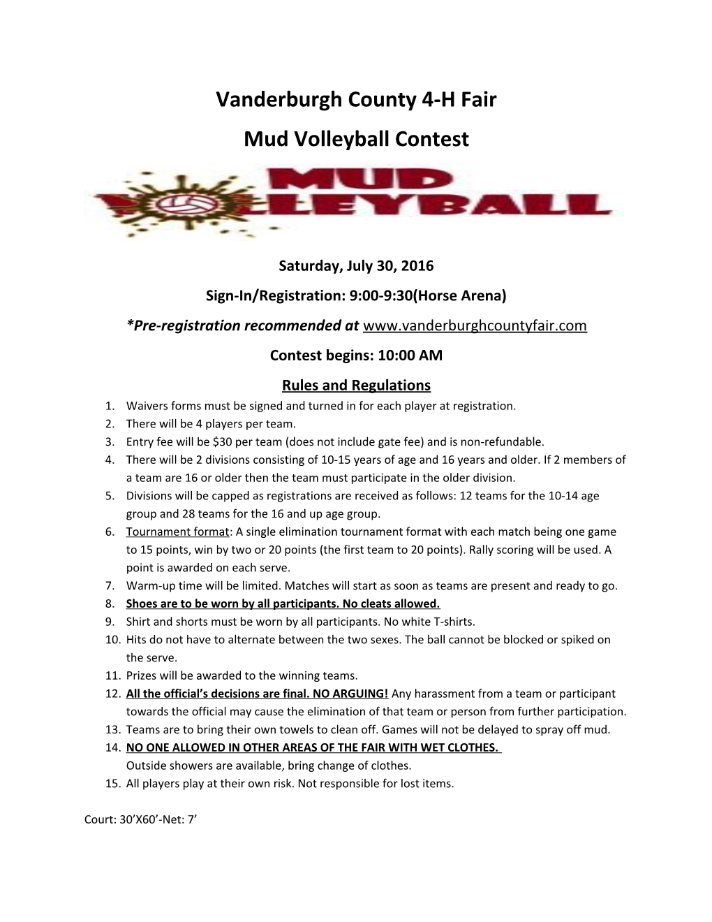 Sign-In/Registration: 9:00-9:30(Horse Arena)