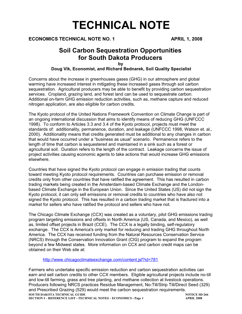Soil Carbon Sequestration Opportunities