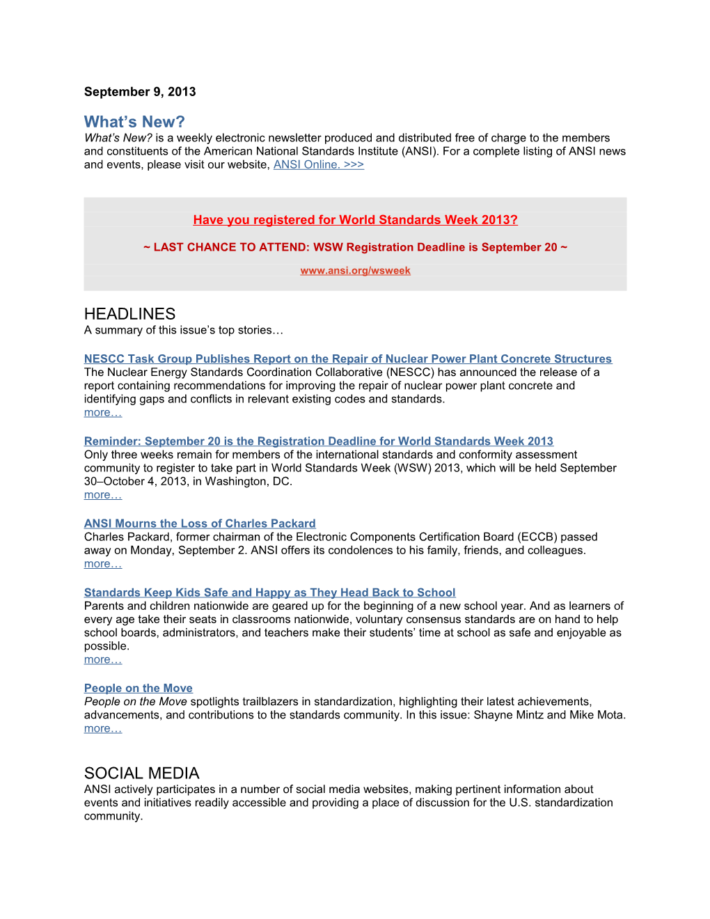 Have You Registered for World Standards Week 2013?