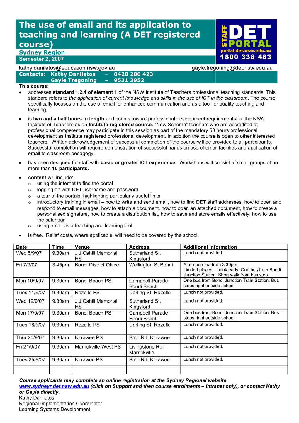 DET Registered Course