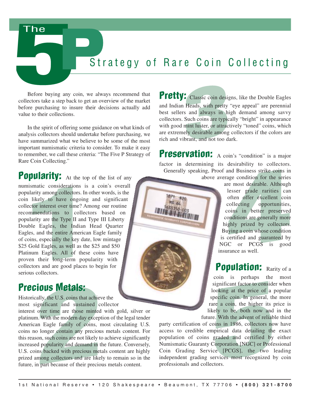 5P Strategy of Rare Coin Collecting