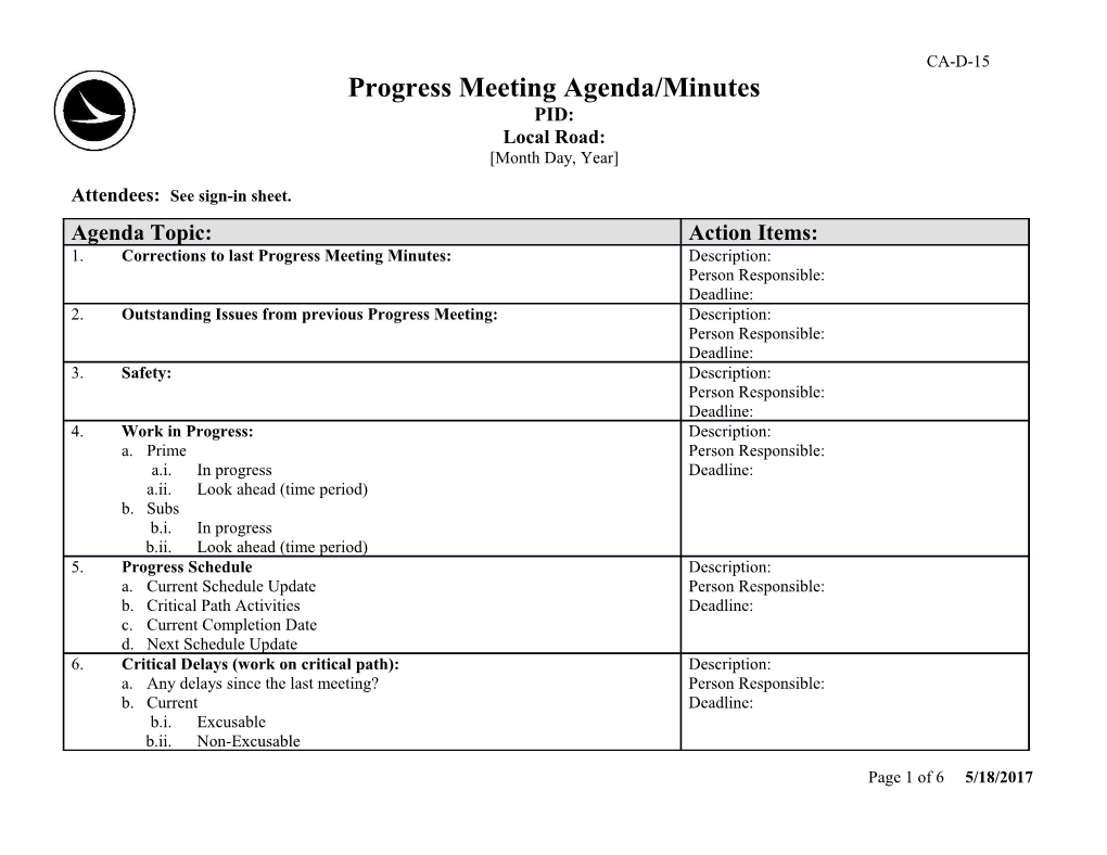 Attendees: See Sign-In Sheet