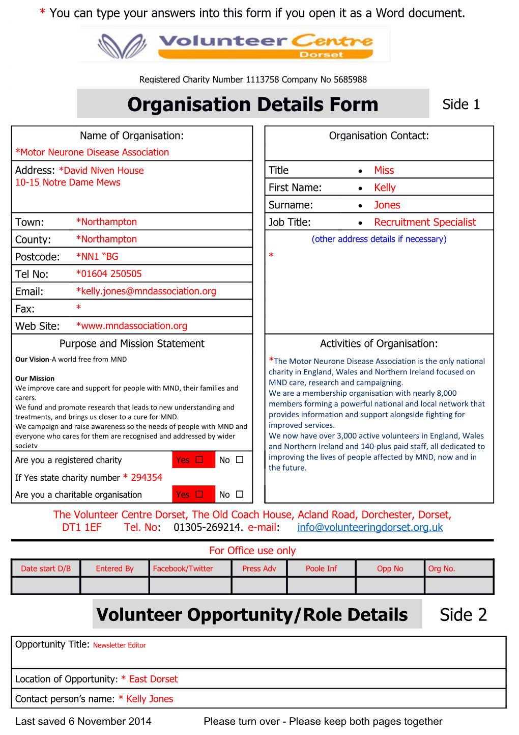 Registered Charity Number 1113758 Company No 5685988