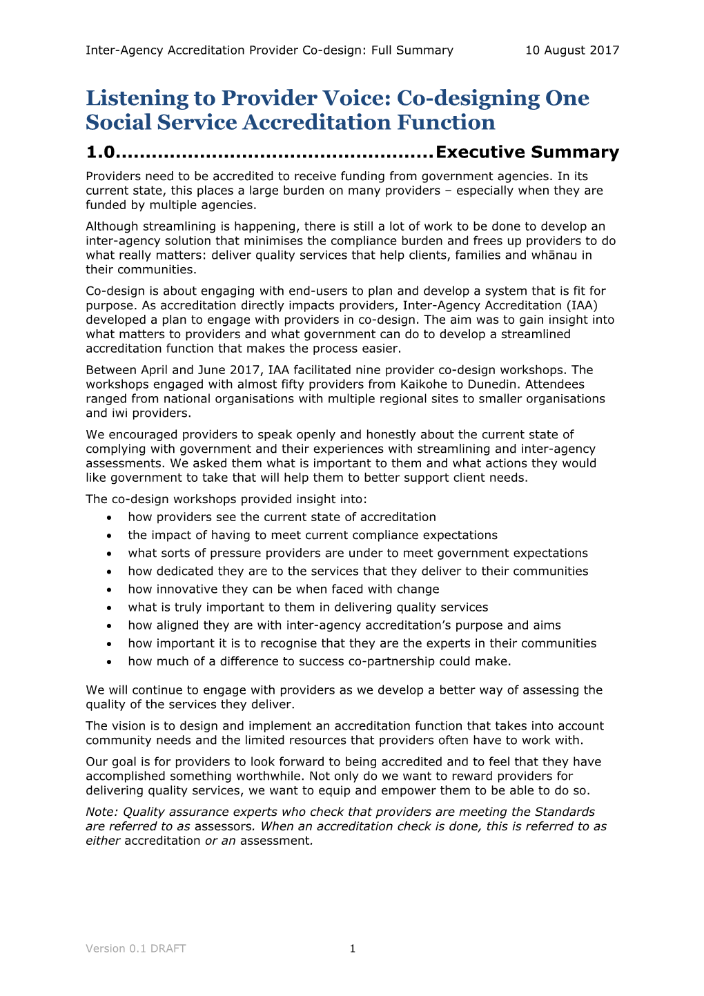 Listening to Provider Voice: Co-Designing Onesocial Service Accreditation Function