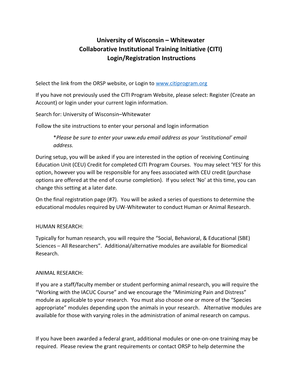 Select the Link from the ORSP Website, Or Login To