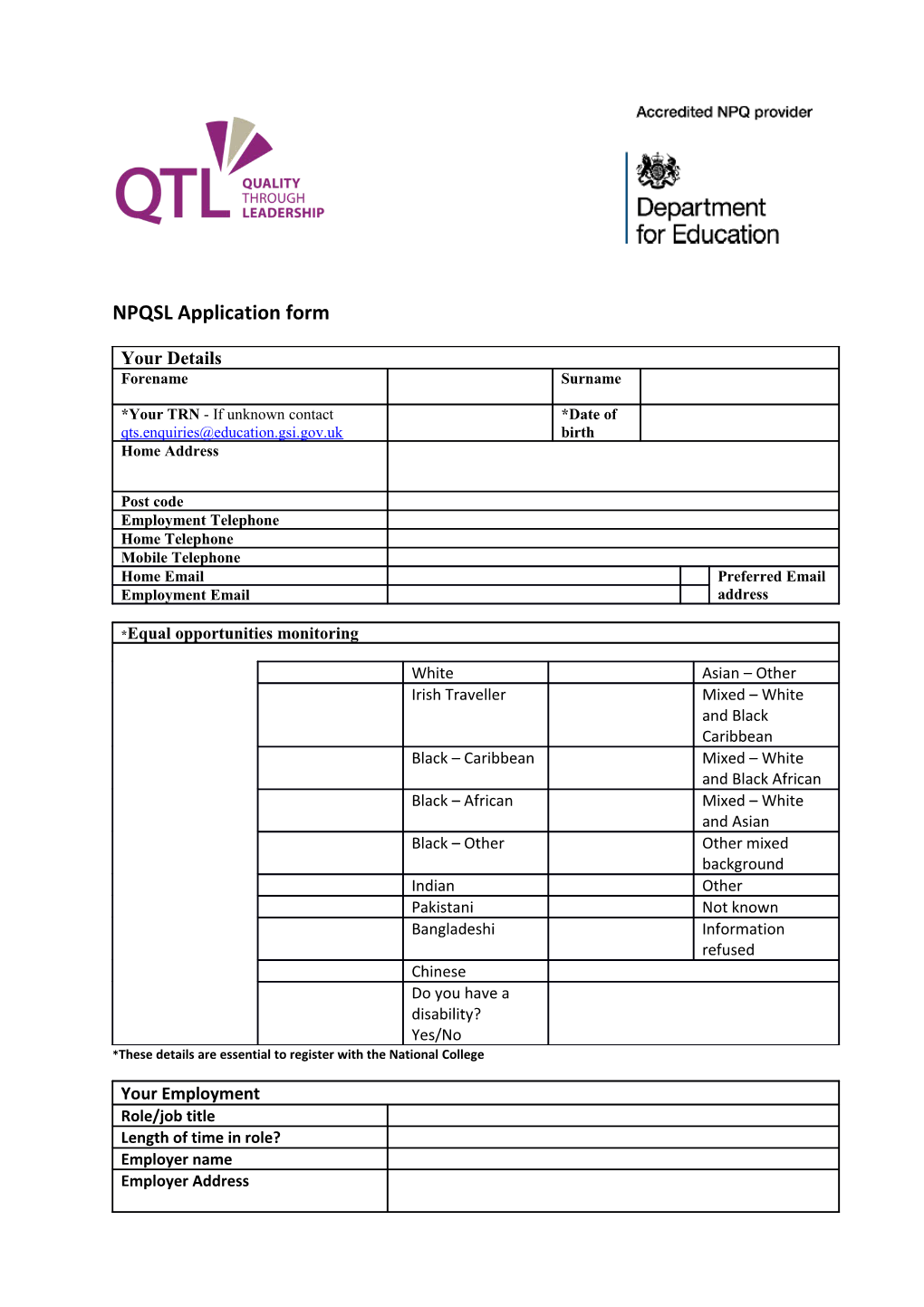 *These Details Are Essential to Register with the National College