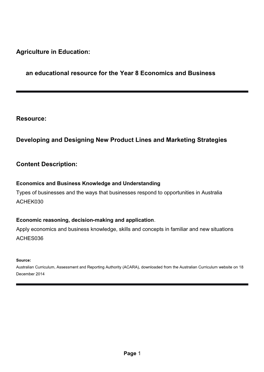 Year 8 Economics Developing And Designing New Product Lines And Marketing Strategies