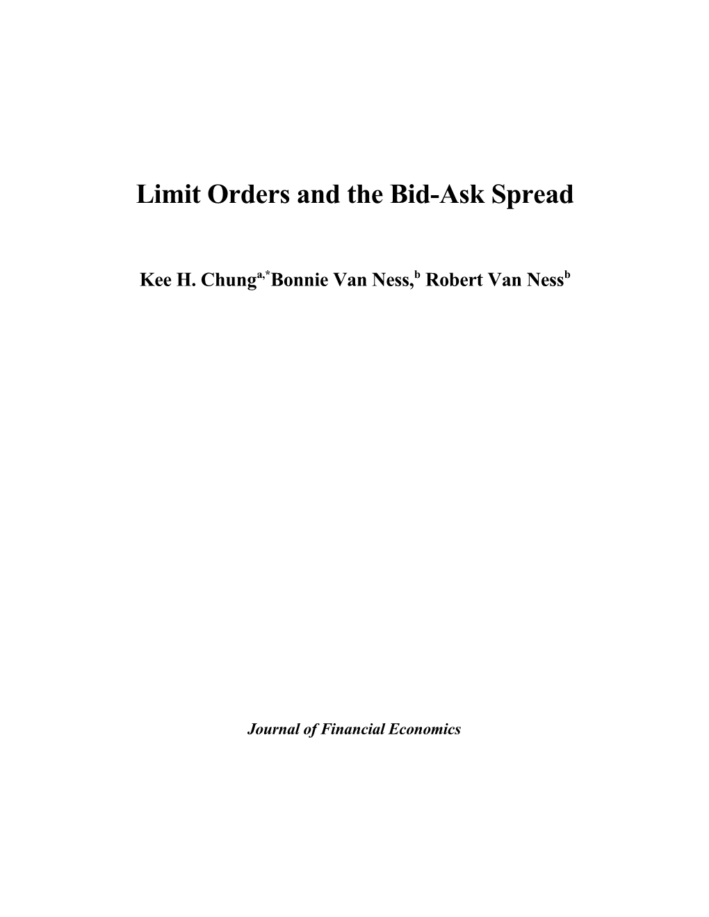 Limit Orders and the Bid-Ask Spread