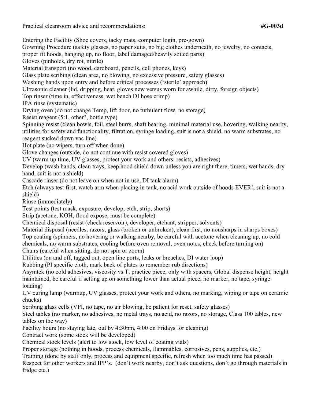 Entering the Facility (Shoe Covers, Tacky Mats, Computer Login, Pre-Gown)