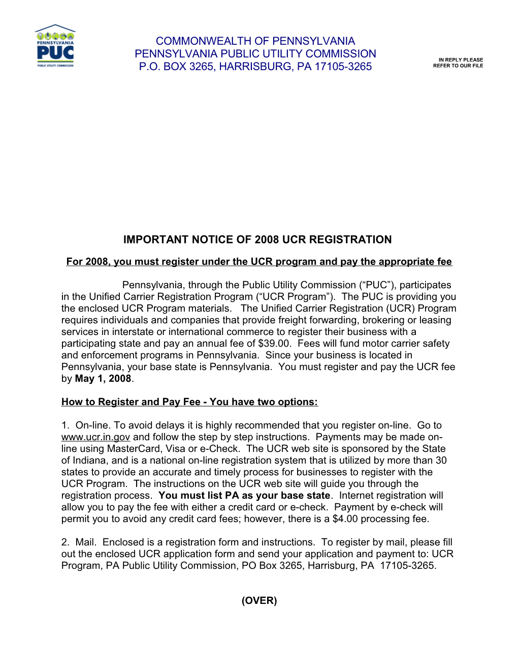 How to Register and Pay Fee - You Have Two Options