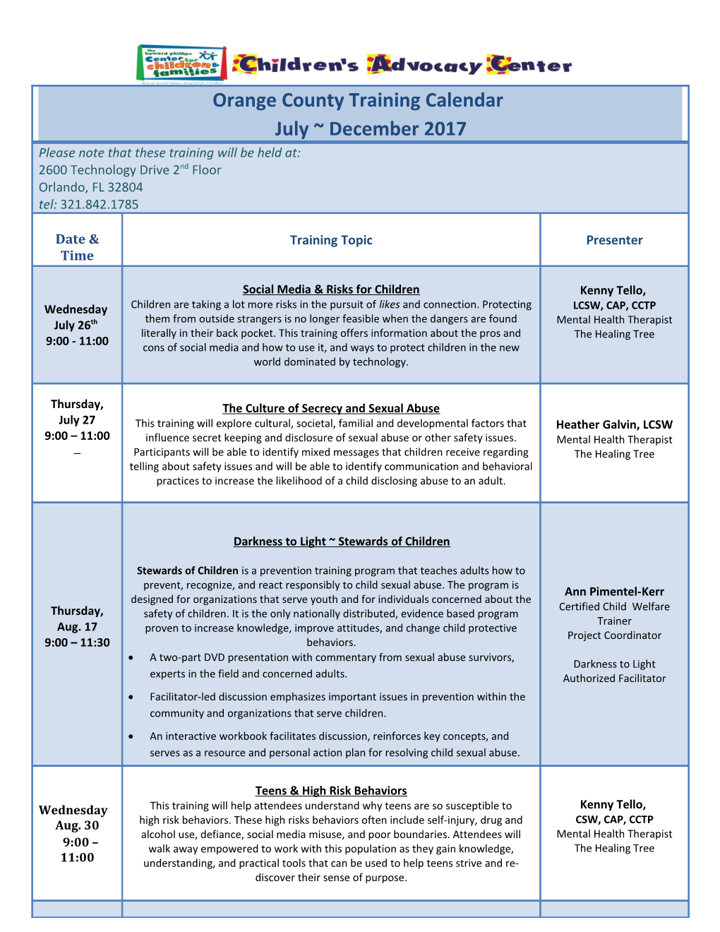 Please Be Sure to Indicate Which Training You Are Registering For