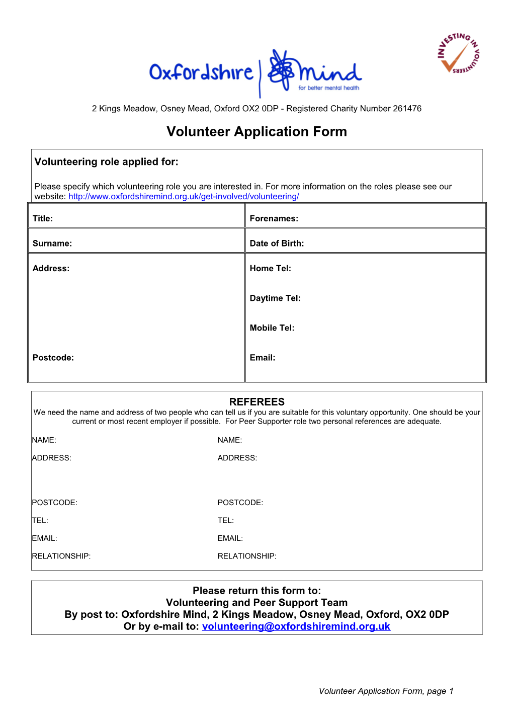 2 Kings Meadow, Osney Mead, Oxford OX2 0DP - Registered Charity Number 261476