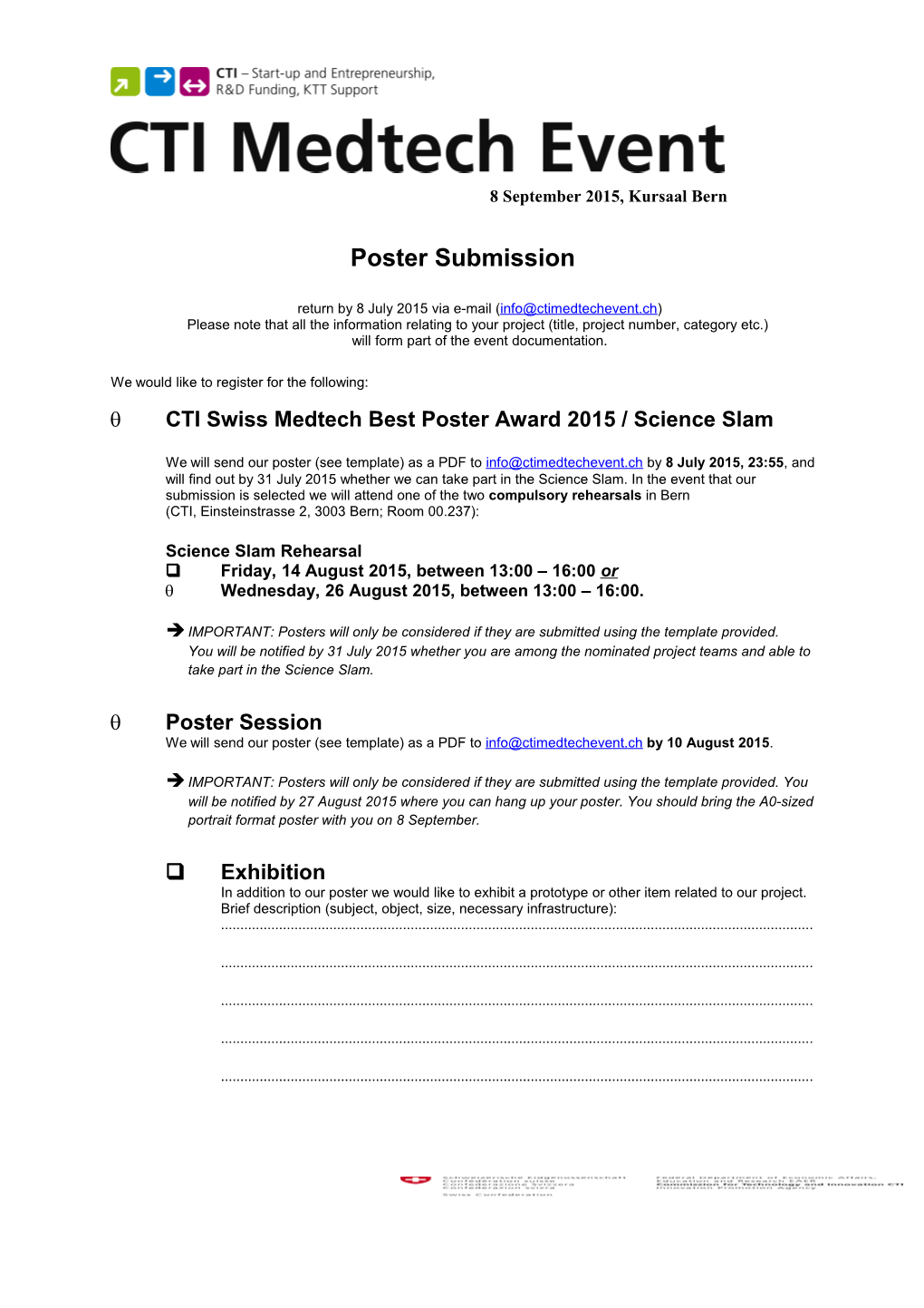 We Would Like to Register for the Following