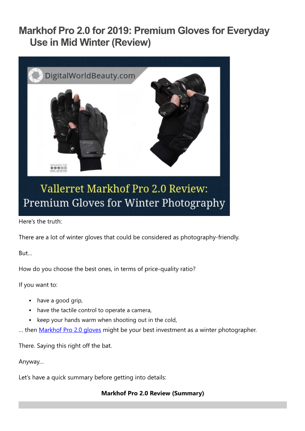 Markhof Pro 2.0 for 2019: Premium Gloves for Everyday Use in Mid Winter (Review)