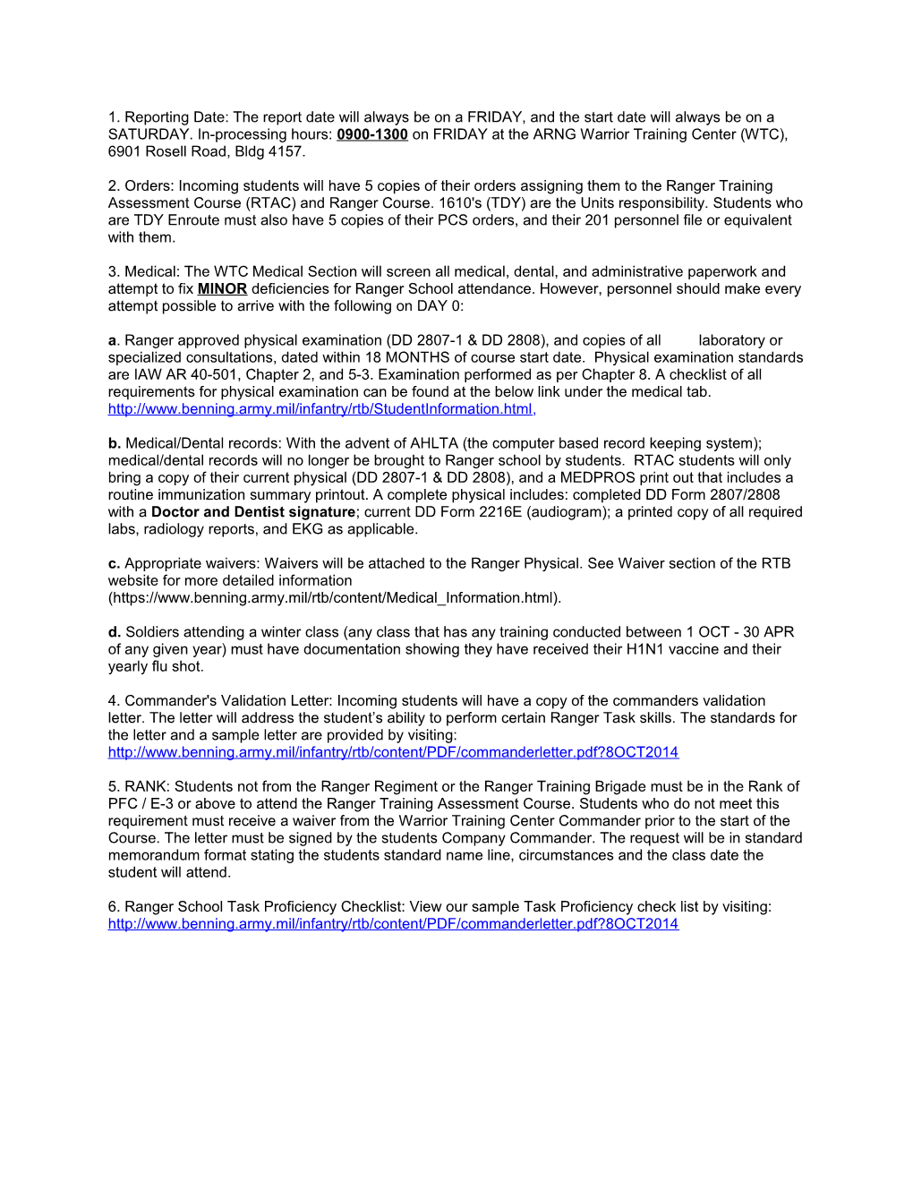 2. Orders: Incoming Students Will Have 5 Copies of Their Orders Assigning Them to the Ranger